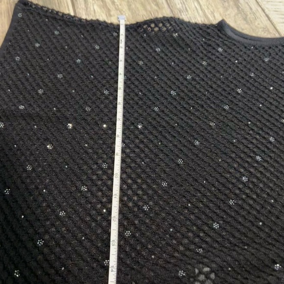 St. John mesh sleeveless top. Black with rhinestone accents. Size S. - Picture 6 of 11